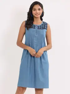 SUMAVI-FASHION Organic Cotton Denim A-Line Dress