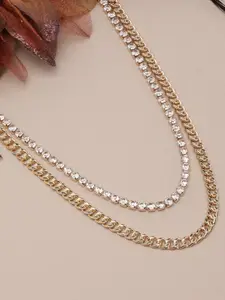 DIVA WALK Gold-Plated CZ Studded Layered Necklace