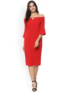 Zima Leto Women Red Solid Bodycon Dress