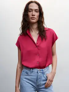 MANGO Short Extended Sleeves Satin Finish Shirt