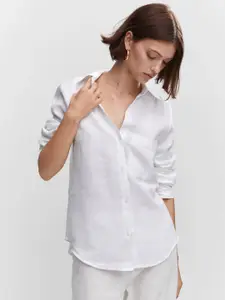 MANGO Women Pure Linen Casual Shirt