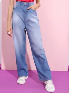Tokyo Talkies Women High Rise Loose Fit Light Fade Pure Cotton Jeans