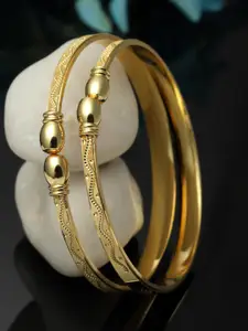ZENEME Women Set Of 2 Gold-Plated Bangle-Style Bracelet