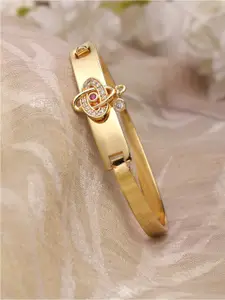 ZENEME Women Gold-Plated American Diamond Bangle-Style Bracelet