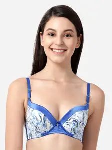 Susie Printed Medium Coverage Underwired Lightly Padded All Day Comfort Push Up Bra