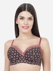 Susie Floral Printed Medium Coverage Underwired Lightly Padded All Day Comfort T-shirt Bra