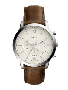Fossil Men Cream-Coloured & Brown Analogue Watch