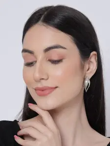 Sangria Silver-Plated Oxidized Shell Shaped Studs Earrings