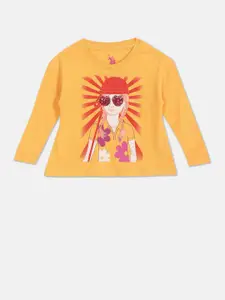 U.S. Polo Assn. Girls Graphic Printed Long Sleeves Pure Cotton T-shirt