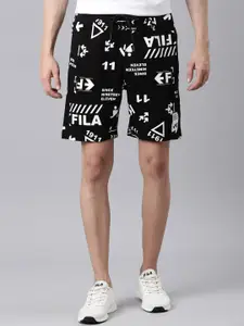 FILA Men Graphic Printed Mid-Rise Shorts