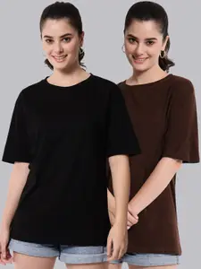 Funday Fashion Pack of 2 Cotton Oversized Fit T-shirts