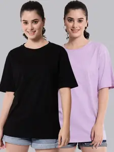 Funday Fashion Pack of 2 Cotton Oversized Fit T-shirts