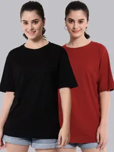 Funday Fashion Pack of 2 Cotton Oversized Fit T-shirts
