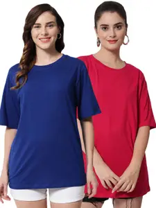 Funday Fashion Pack of 2 Cotton Oversized Fit T-shirts