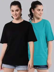 Funday Fashion Pack of 2 Cotton Oversized Fit T-shirts