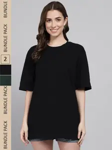 Funday Fashion Pack of 2 Cotton Oversized Fit T-shirts