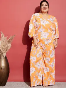 SASSAFRAS Curve Floral Printed Top & Trousers
