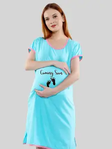 SillyBoom Printed Cotton Maternity T-Shirt Night Dress
