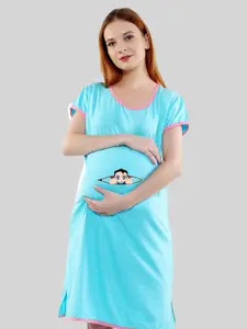 SillyBoom Printed Cotton Maternity T-Shirt Dress