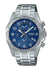 CASIO Men Blue Dial & Silver Toned Stainless Steel Straps Analogue Watch A2148