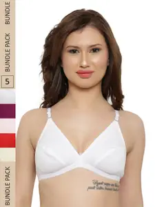 LADYLAND Pack Of 5 Assorted Full coverage Non Padded B-Cup Bra