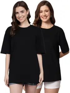 Funday Fashion Pack of 2 Cotton Oversized Fit T-shirts