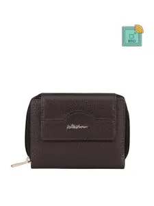 WildHorn Women Textured Leather RFID Zip Around Wallet