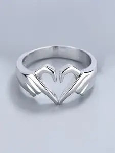 Silver Shine Silver Plated Heart Hugging Adjustable Finger Ring