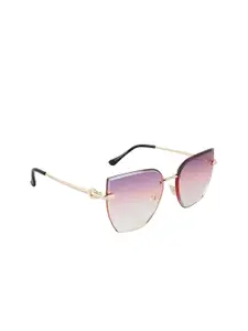 GIORDANO Women Purple Lens & Gold-Toned Cateye Sunglasses with Polarised Lens