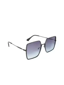 GIORDANO Women Grey Lens & Black Square Sunglasses with Polarised Lens