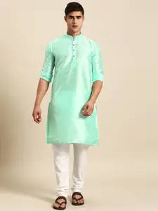 RAJUBHAI HARGOVINDAS Men Mandarin Collar Pure Silk Kurta