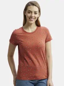 Jockey Floral Printed Round Neck Cotton Relaxed Fit T-shirt