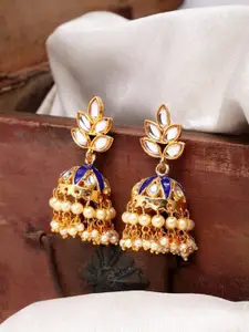 Infuzze Gold-Plated Dome Shaped Jhumkas Earrings