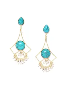 Infuzze Gold-Plated Contemporary Drop Earrings