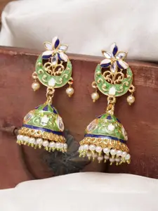 Infuzze Gold-Plated Dome Shaped Jhumkas Earrings