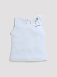Tiny Girl Blue Typography Printed Round Neck Sleeveless Top
