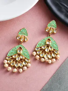 Silvermerc Designs Gold-Plated Contemporary Kundan Drop Earrings