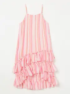 Fame Forever by Lifestyle Girls Striped Ruffled A-Line Dress