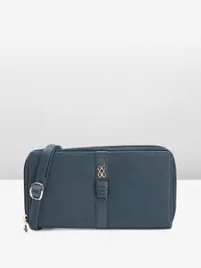 Baggit Women Solid Applique PU Zip Around Wallet With A Sling Strap