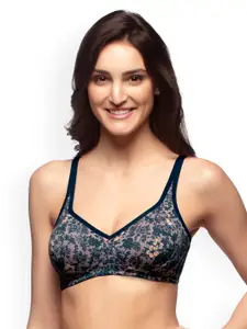Amante Teal Printed Non-Padded Non-Wired Full Coverage Support Bra BRA10421