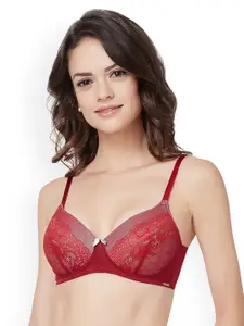 Amante Rust Self Design Non-Wired Lightly Padded T-shirt Bra