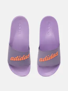 ADIDAS Women Brand Logo Textured Sliders