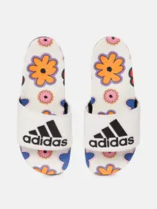 ADIDAS Women Floral Printed Sliders with Brand Logo Detail