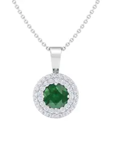 Inddus Jewels 92.5 Sterling Silver Rhodium-Plated CZ Studded Pendant With Chain