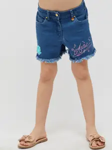 One Friday Girls Disney Graphic Printed Cotton Denim Shorts