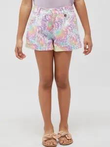 One Friday Girls Floral Printed Mid Rise Cotton Shorts