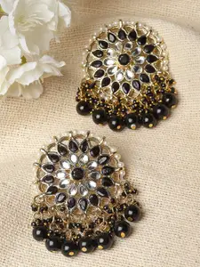 KARATCART Gold-Plated Kundan Studded Drop Earrings