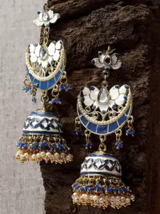 KARATCART Gold-Plated Kundan Studded Jhumkas