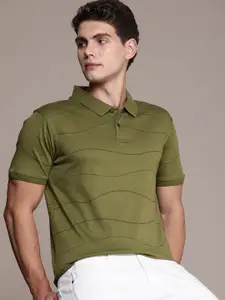 French Connection Men Brand Logo Printed Polo Collar Pure Cotton T-shirt