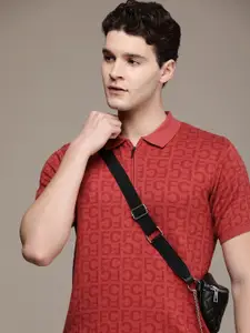 French Connection Brand Logo Printed Polo Collar Pure Cotton T-shirt